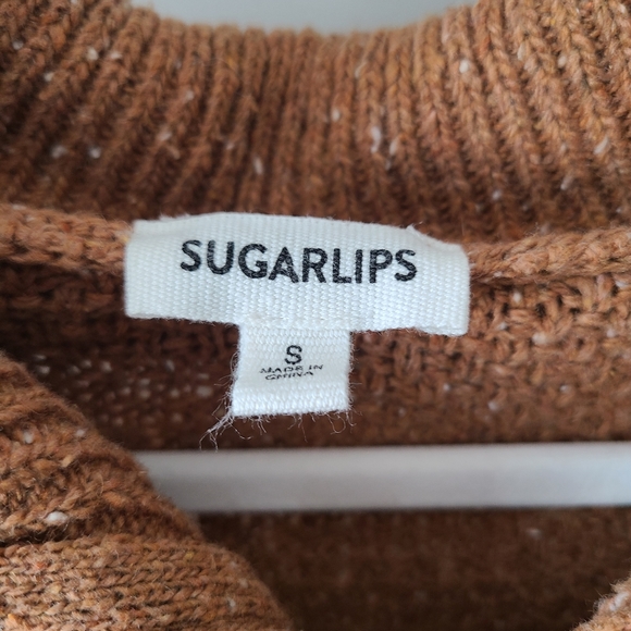 Sugarlips | Mocha Brown Cable Knit Half Zip Up Sweater | Small (4-6) - Picture 8 of 10